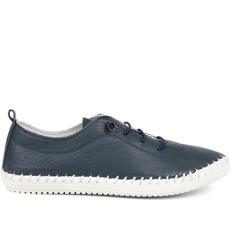 Leather Slip-On Trainers - GOKH37009 / 323 581 - Navy