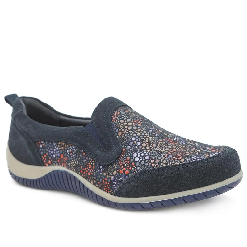 Wide Fit Leather Slip On Comfort Trainers - BRK43025 / 328 915