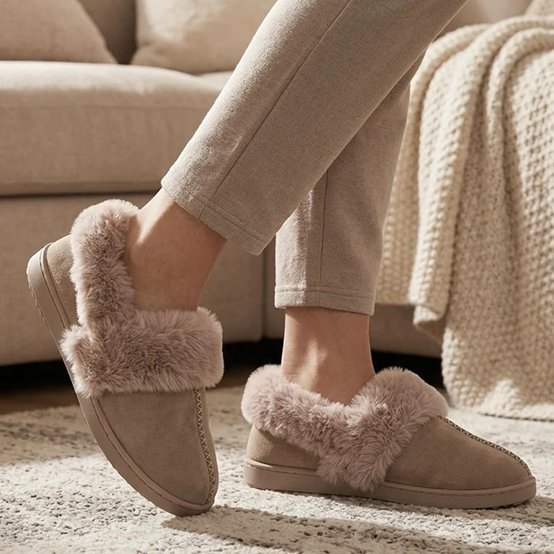 Luxury Faux Fur Full Slippers - GALOP44002 / 330 001 - Taupe