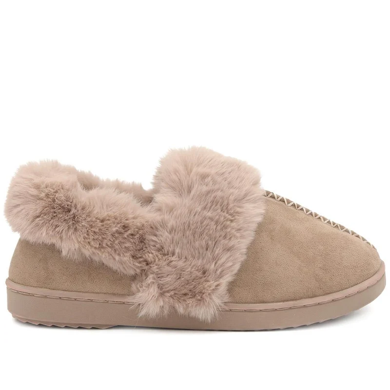 Luxury Faux Fur Full Slippers - GALOP44002 / 330 001 - Taupe