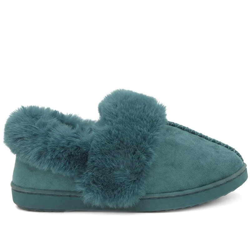 Luxury Faux Fur Full Slippers - GALOP44002 / 330 001 - Teal