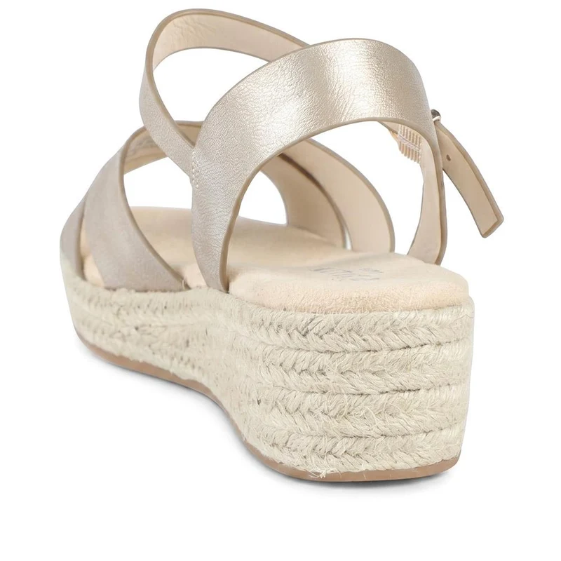 Wide Fit Buckle Fasten Strappy Espadrilles - WBINS43079 / 329 284 - Gold