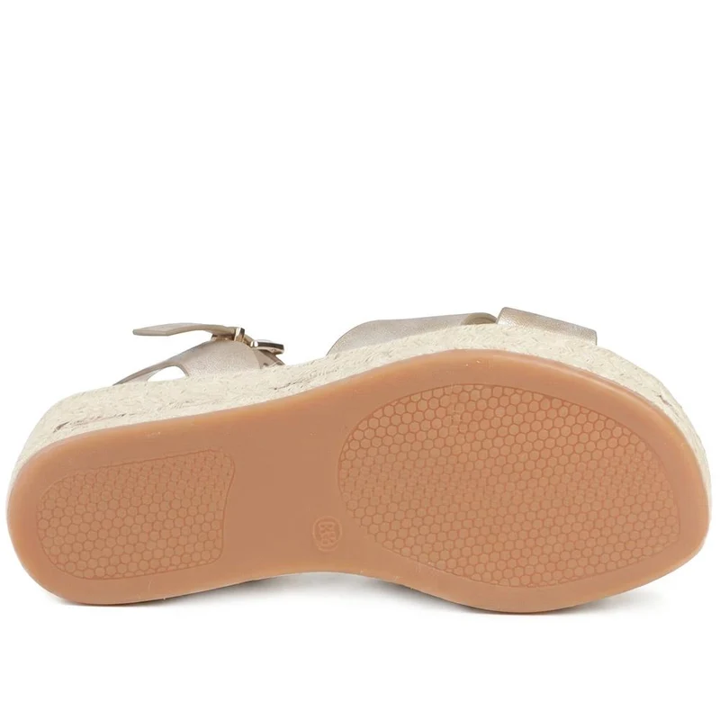 Wide Fit Buckle Fasten Strappy Espadrilles - WBINS43079 / 329 284 - Gold