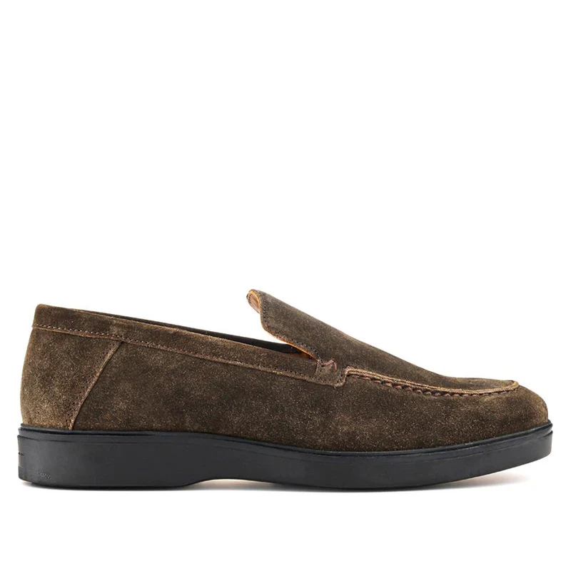 Rocco Laceless Leather Shoes - ROCCO / 326 487 - Dark Brown Suede
