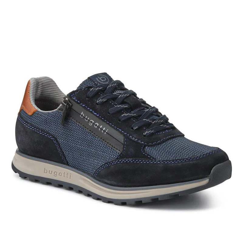 Smart Leather Lace-Up Trainers - BUG41502 / 326 719 - Navy