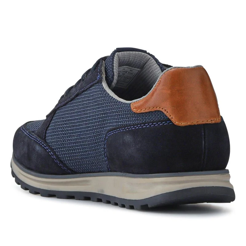 Smart Leather Lace-Up Trainers - BUG41502 / 326 719 - Navy