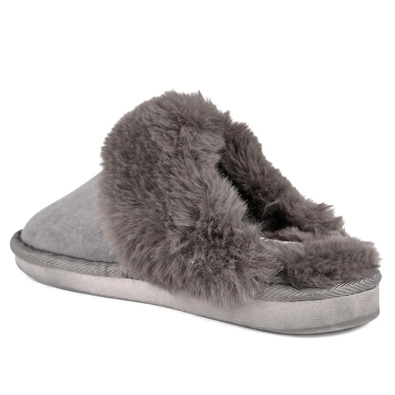 Luxury Faux Fur Lined Mule Slippers - GALOP44004 / 330 021 - Silver Sparkle