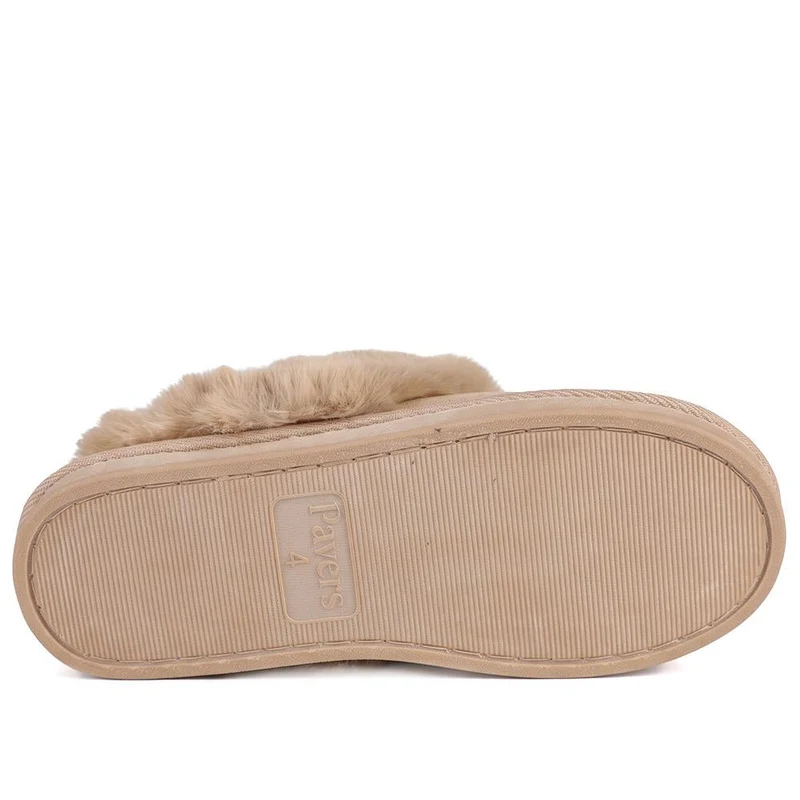 Luxury Faux Fur Lined Mule Slippers - GALOP44004 / 330 021 - Gold Sparkle