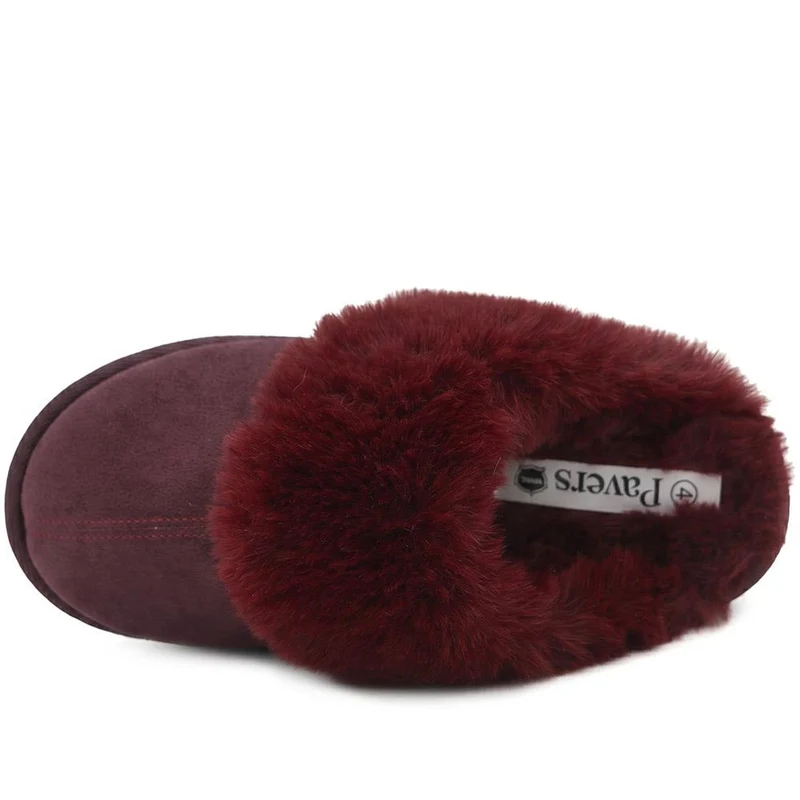 Wide Fit Luxury Faux Fur Slippers - GALOP44005 / 330 022 - Burgundy