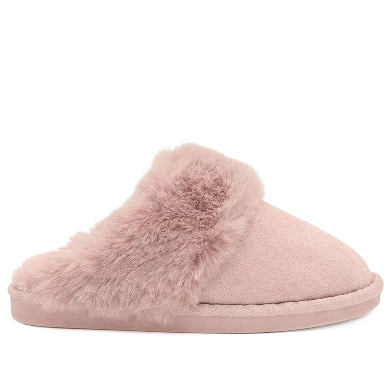 Luxury Faux Fur Lined Warm Mule Slippers - GALOP44006 / 330 024 - Blush
