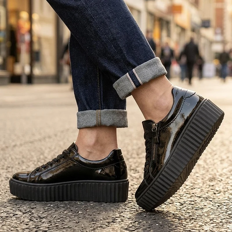 Gabor Leather Platform Trainers - GABC44057 / 330 676 - Black