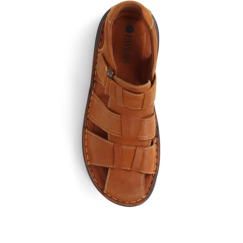 Touch-Fasten Leather Sandals - AATRA39001 / 325 336 - Tan