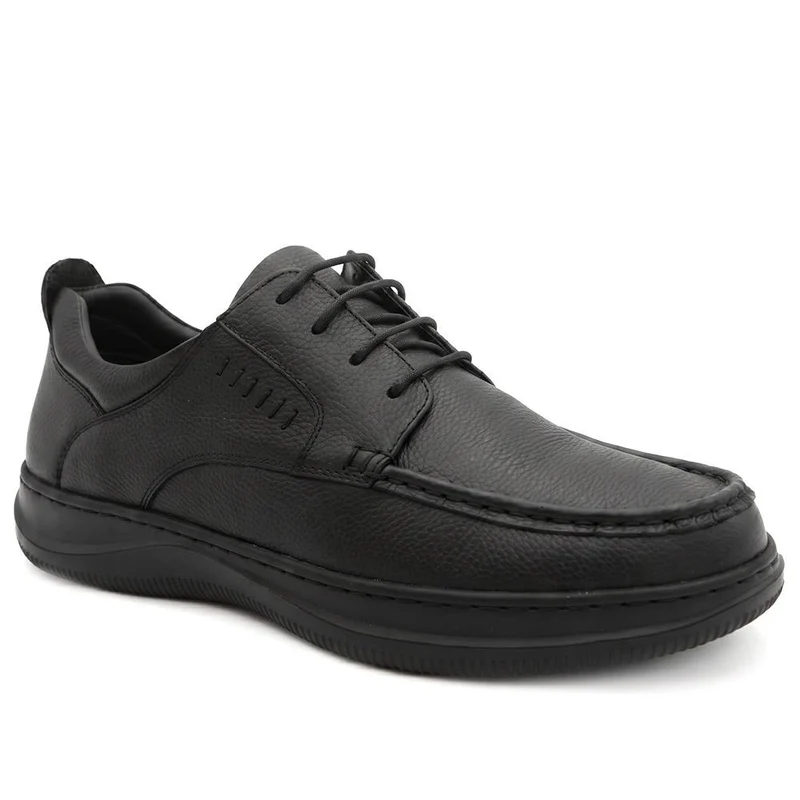 Extra Wide Smart Leather Lace Up Shoes - PRFEM44006 / 330 182 - Black