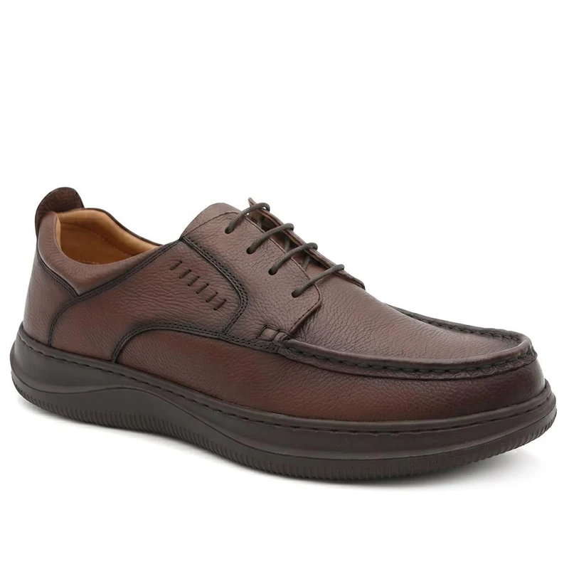 Extra Wide Smart Leather Lace Up Shoes - PRFEM44006 / 330 182 - Brown