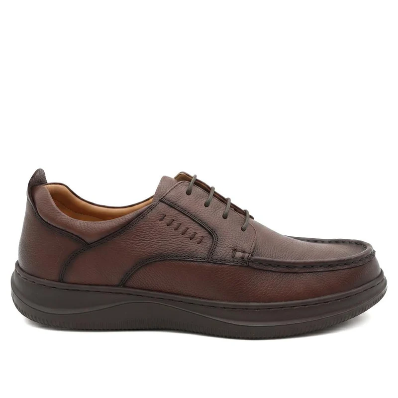 Extra Wide Smart Leather Lace Up Shoes - PRFEM44006 / 330 182 - Brown