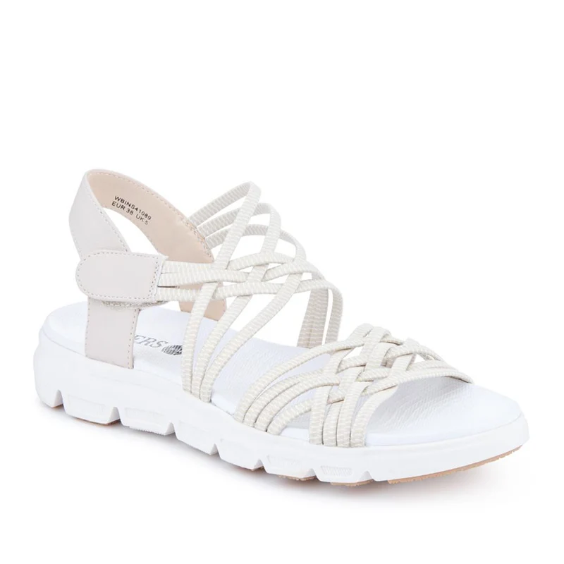 Wide Fit Stretchy Cushioned Sandals - WBINS41089 / 327 328 - Beige