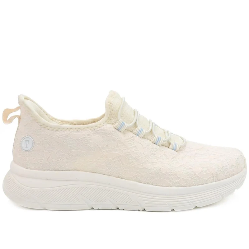 Easy Step In Wide Fit Memory Foam Trainers - BOJIE43024 / 329 532 - Off White