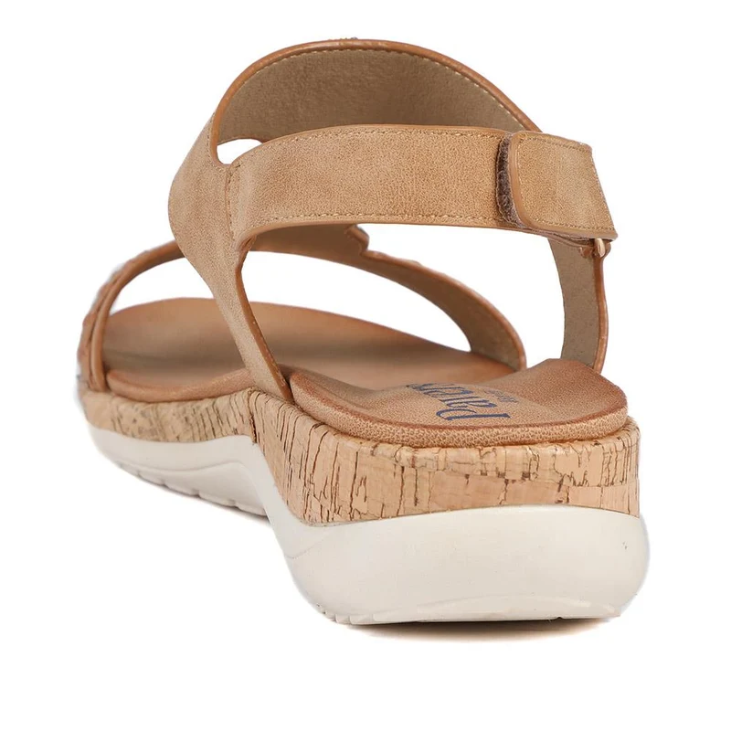 Comfort Beaded Wedge Sandals - BAIZH43022 / 329 012 - Tan