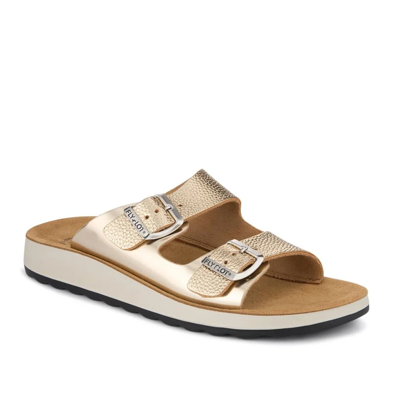 Fly Flot Dual Buckle Strapped Mule Sandals - FLY41019 / 326 665 - Gold