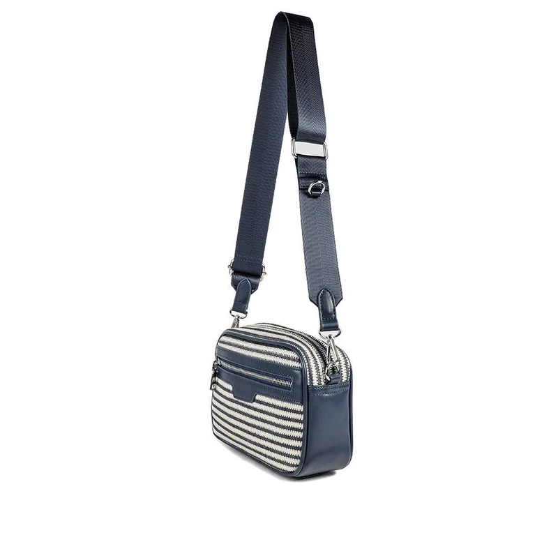 Zip Up Shoulder Bag - RIM38003 / 324 471 - Navy - White