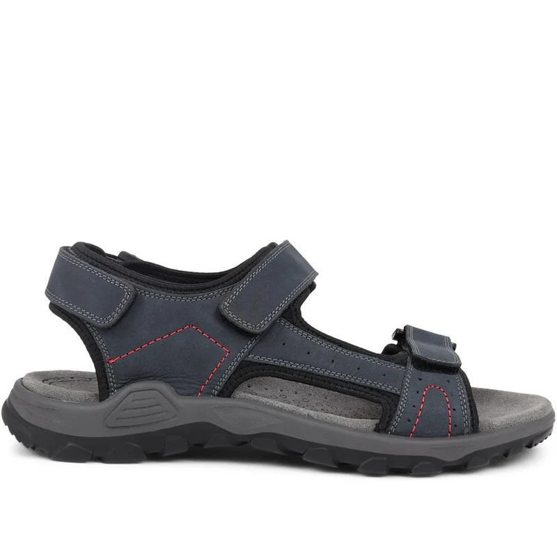 Adjustable Leather Walking Sandals - DDIN35007 / 321 538 - Navy