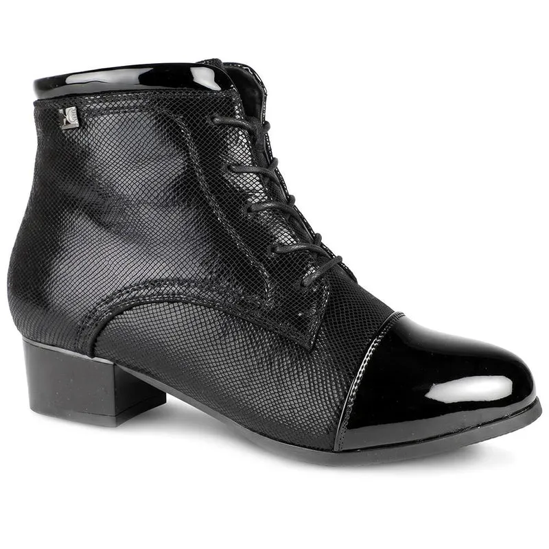 Wide Fit Smart Patent Toe Ankle Boots - WLIG44008 / 329 991 - Black