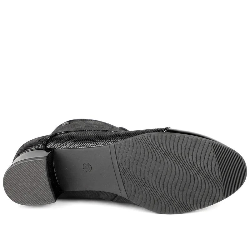 Wide Fit Smart Patent Toe Ankle Boots - WLIG44008 / 329 991 - Black