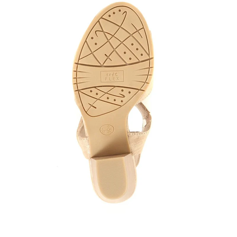 Adjustable Block-Heeled Sandals - JANSP35039 / 321 373 - Metallic