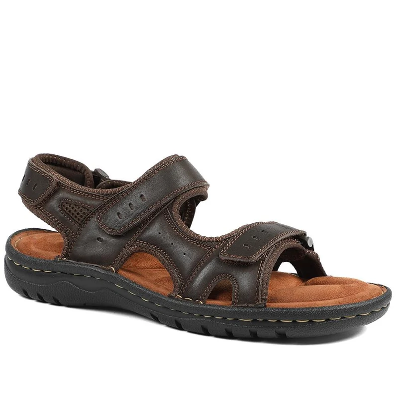 Leather Dual Fit Sandals - AATRA43006 / 328 929 - Dark Brown