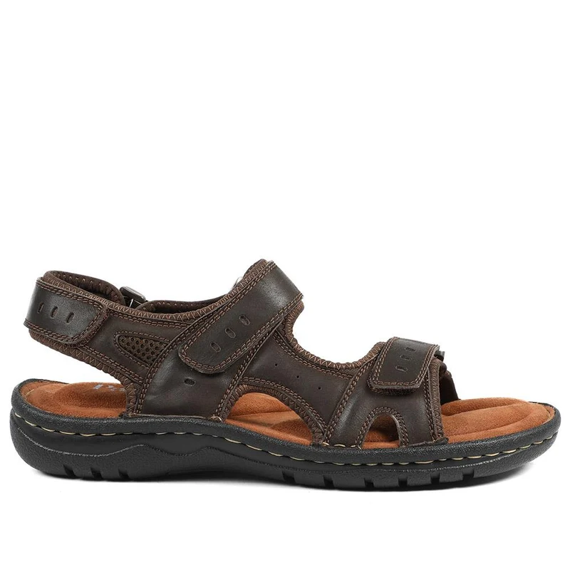 Leather Dual Fit Sandals - AATRA43006 / 328 929 - Dark Brown