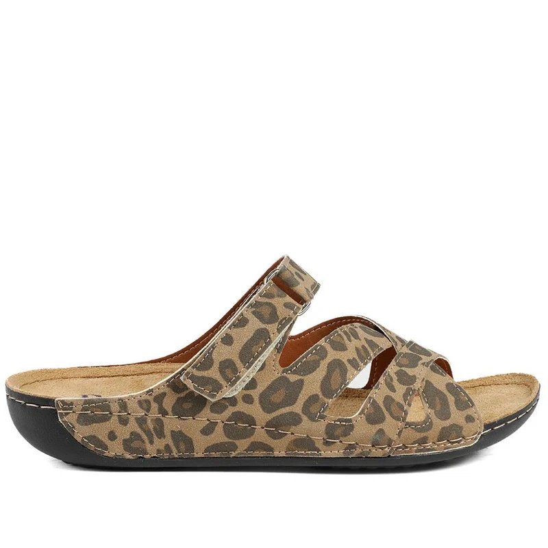 Lightweight Touch Fasten Mules - SERAY41001 / 327 547 - Leopard