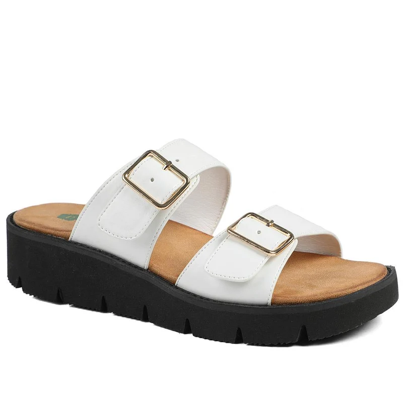Wide Fit Cushioned Buckled Sandals - BAIZH43015 / 329 140