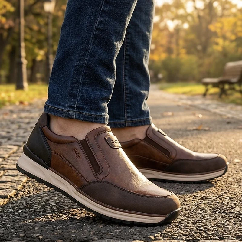 Relife Extra Wide Slip On Trainers - RELIF44008 / 329 859 - Cognac