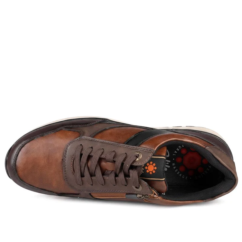 Relife Extra Wide Lace Up Trainers - RELIF44005 / 329 858 - Cognac