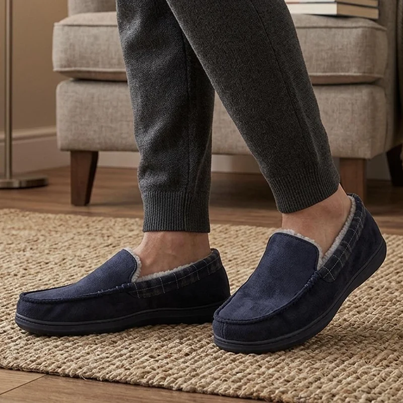 Fur-Lined Slippers - GALOP40021 / 326 305 - Navy Multi