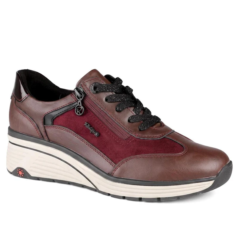 Relife Wedge Heel Zip & Lace Trainers - RELIF44028 / 329 646 - Burgundy