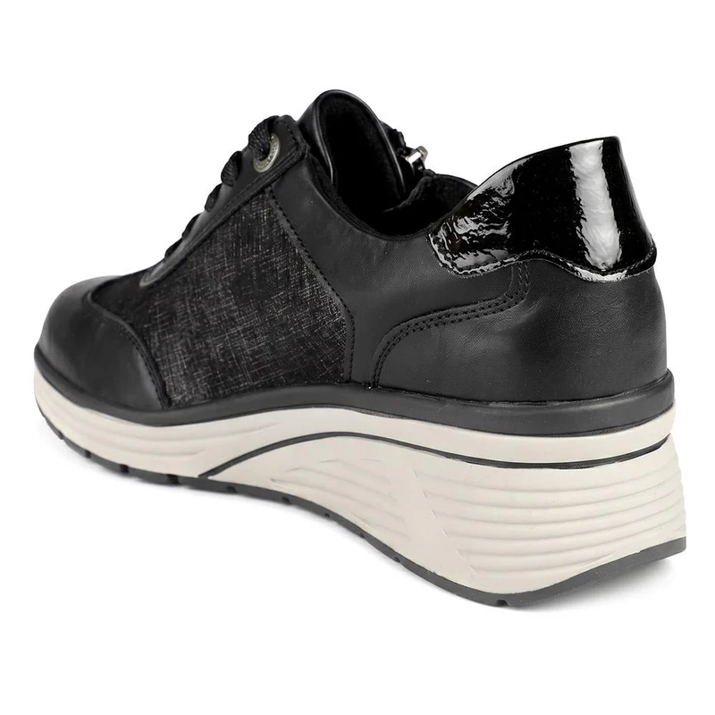 Relife Wedge Heel Zip & Lace Trainers - RELIF44028 / 329 646 - Black