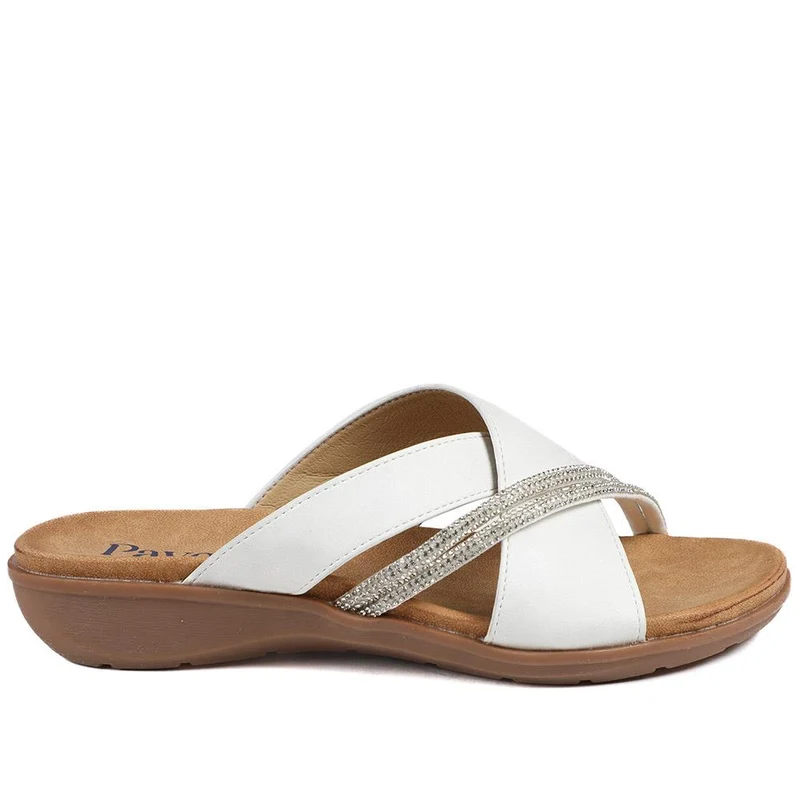 Lightweight Slip On Mule Sandals - BAIZH43010 / 329 165 - White