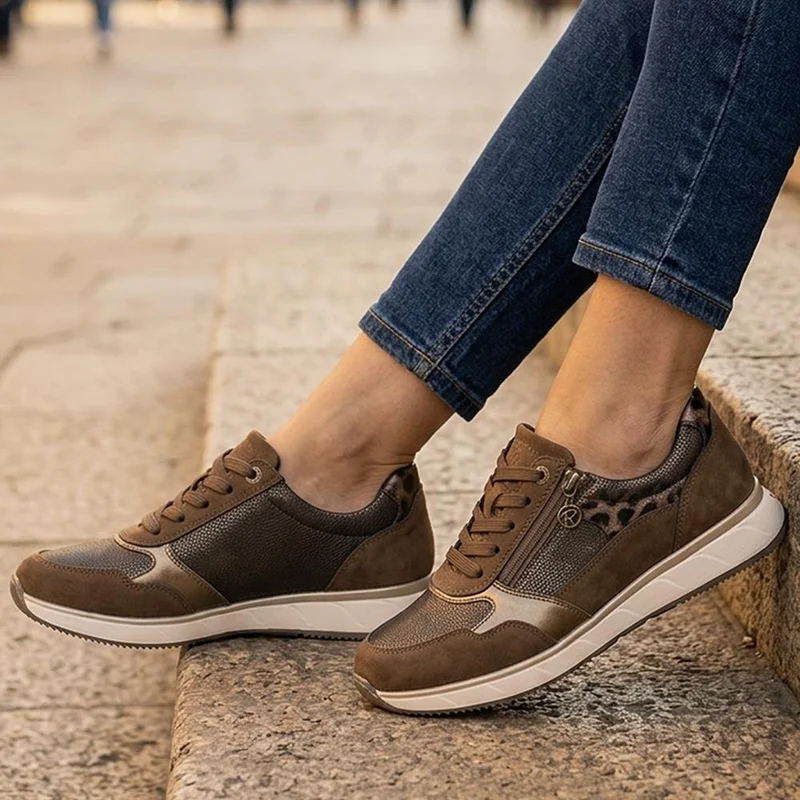 Relife Zip & Lace Up Trainers - RELIF44023 / 329 644 - Cognac