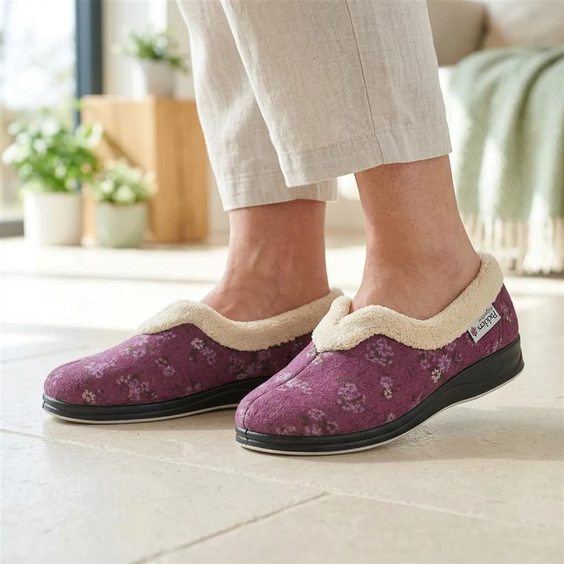 Padders Wide Fit Memory Foam Slippers - PADQING43006 / 329 403 - Purple