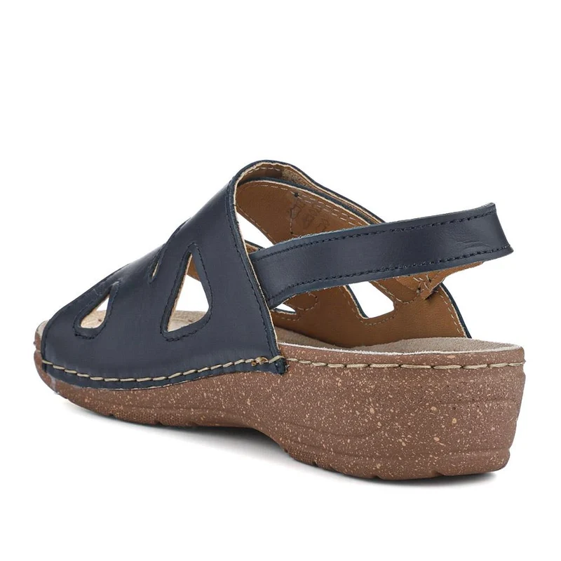 Adjustable Leather Slingback Sandals - PATRI41004 / 327 613 - Navy