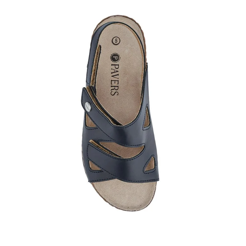 Adjustable Leather Slingback Sandals - PATRI41004 / 327 613 - Navy