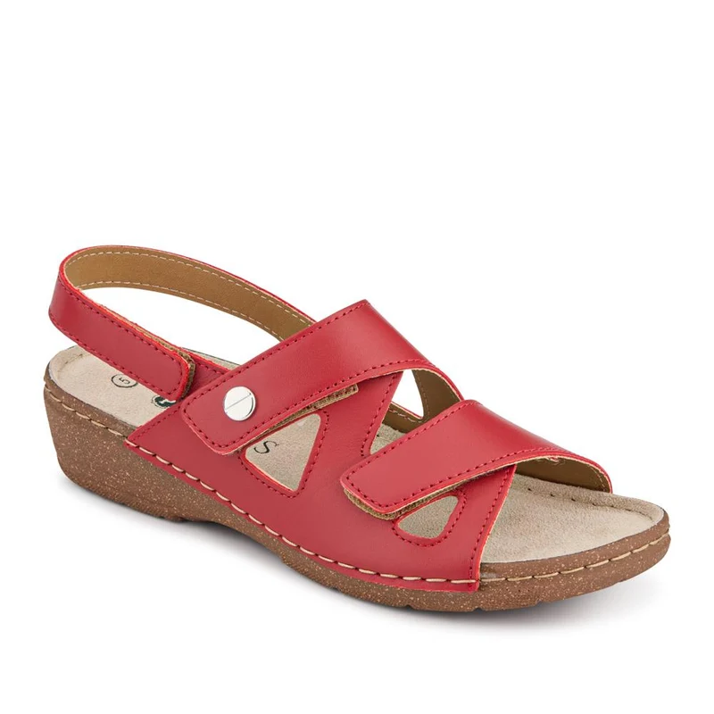 Adjustable Leather Slingback Sandals - PATRI41004 / 327 613 - Red