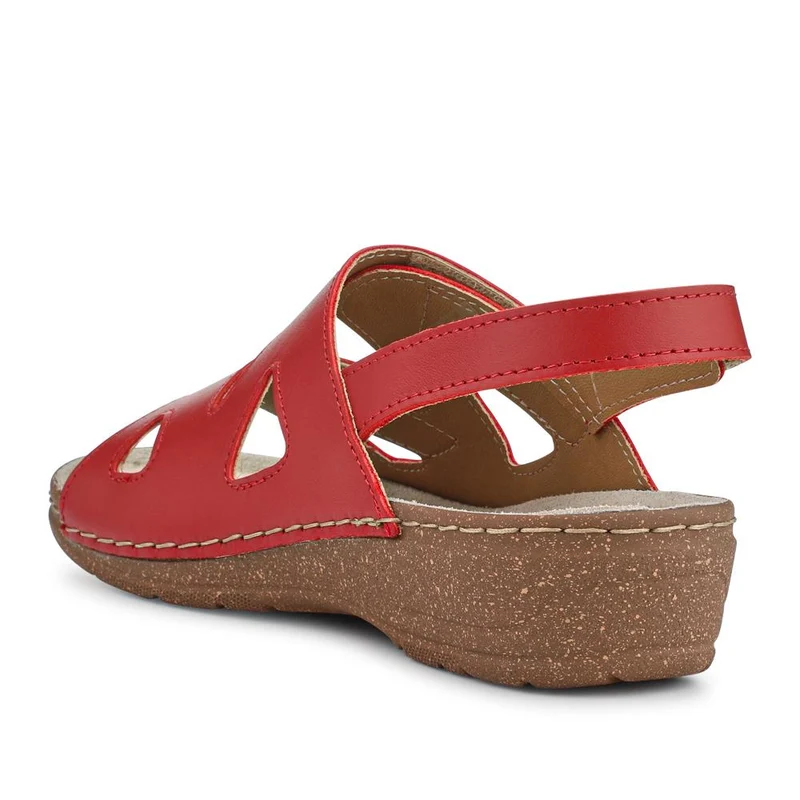 Adjustable Leather Slingback Sandals - PATRI41004 / 327 613 - Red