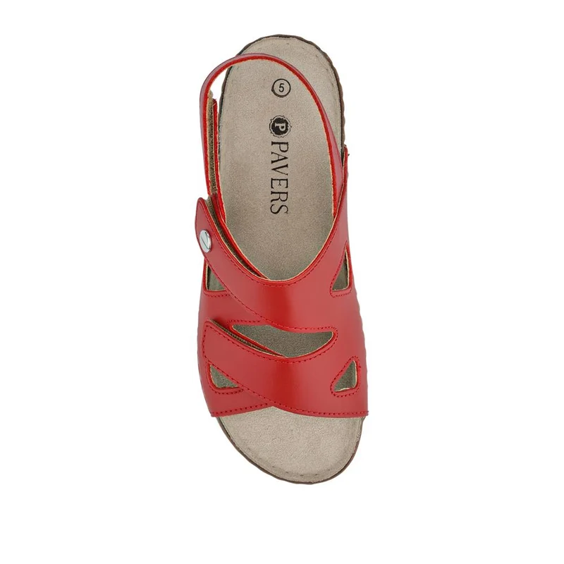 Adjustable Leather Slingback Sandals - PATRI41004 / 327 613 - Red