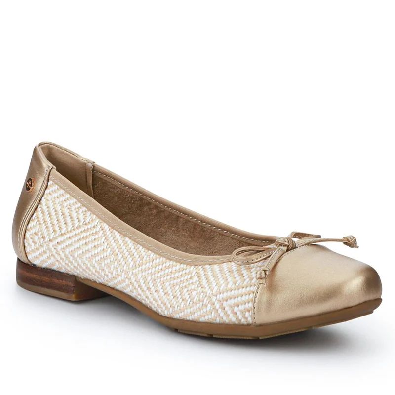 Bow-Detailed Two-Tone Pumps - WBINS41013 / 327 203 - Gold