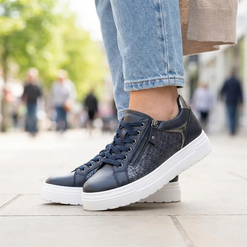 Wide Fit Chunky Lace-Up Trainers - WBINS41001 / 326 810 - Navy