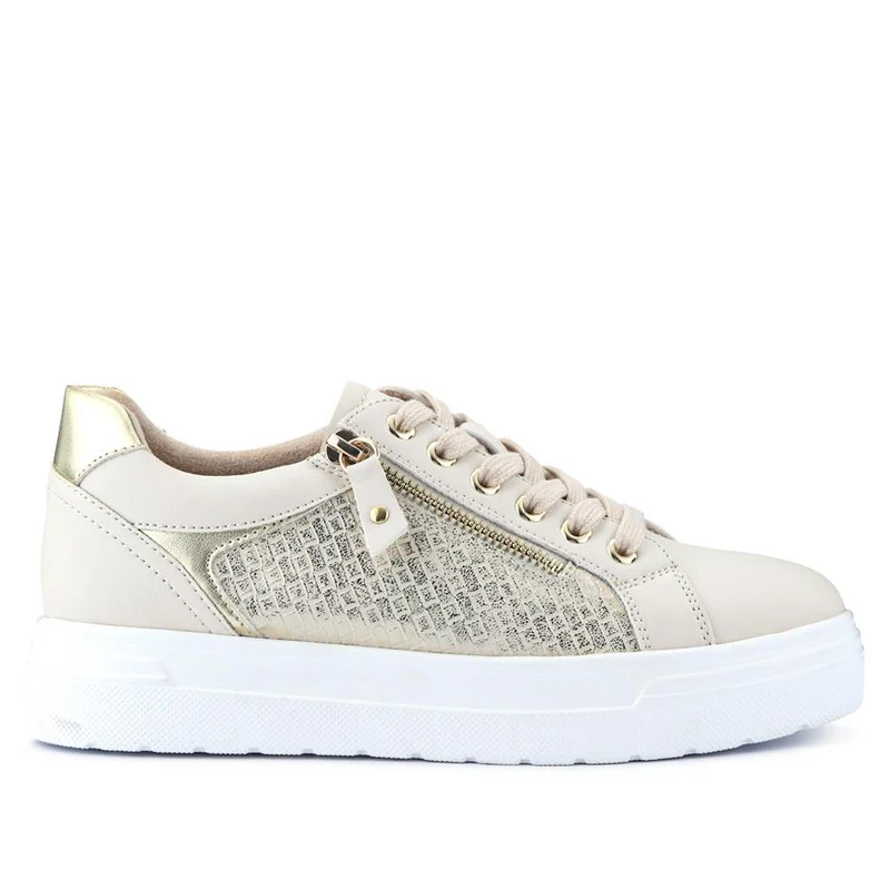 Wide Fit Chunky Lace-Up Trainers - WBINS41001 / 326 810 - Beige