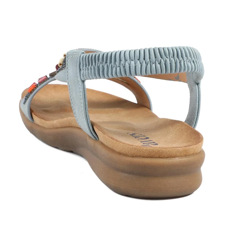 Elasticated Embellished Slingback Sandals - BAIZH43002 / 328 880 - Denim