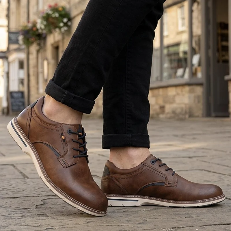 Relife Extra Wide Lace Up Shoes - RELIF44018 / 329 914 - Cognac